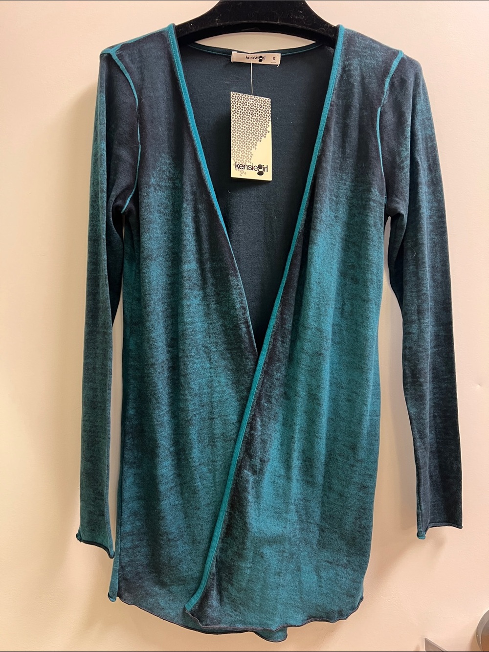 Kensie Girl Teal and Dark Teal Open-Front Cardigan